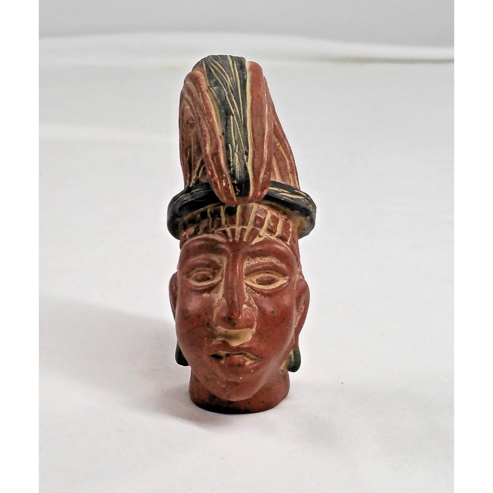 African Tribal Head Bust Figurine Hand Carved Style Resin Art Statue 4.5 in H